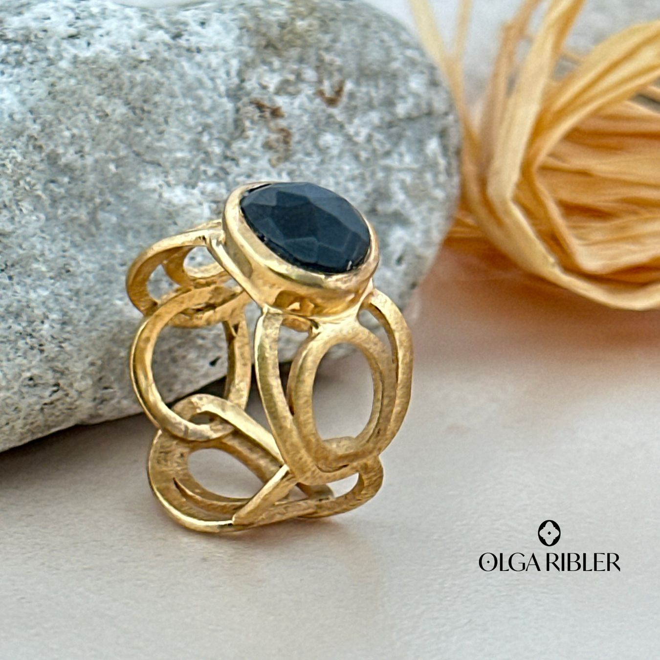 Olga Ribler Ringe: Labradorit Ring Sterling Silber gelbvergoldet Ringgrösse 50 – Neu (gemäss Beschreibung) aus Luzern von Schmuckoutlet 7