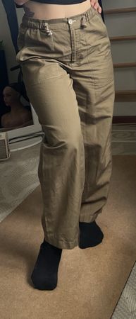 Marc O’Polo Leinen-Baumwoll Hose XS – Khaki Cargo Wide Leg