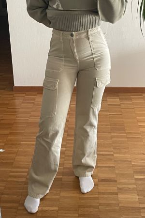 Pantalon Cargo Zara Beige Femme T. 34