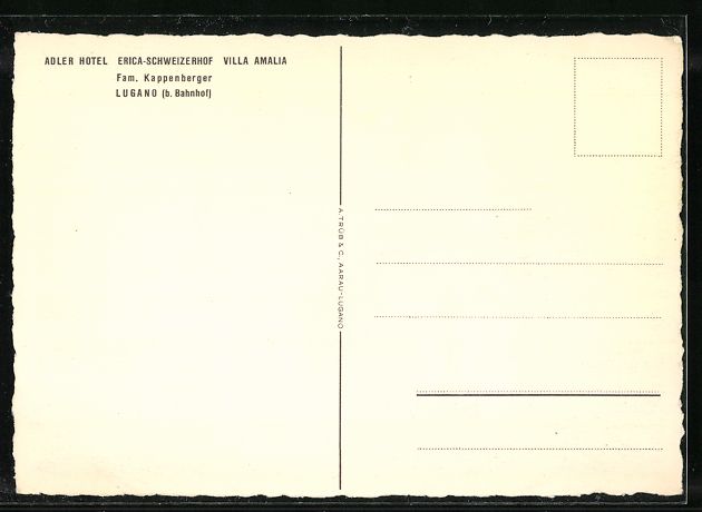 Cartoline postali: Lugano, Adler Hotel, Erica Schweizerhof, – Usato da Berlin venduto da bartko-reher 1