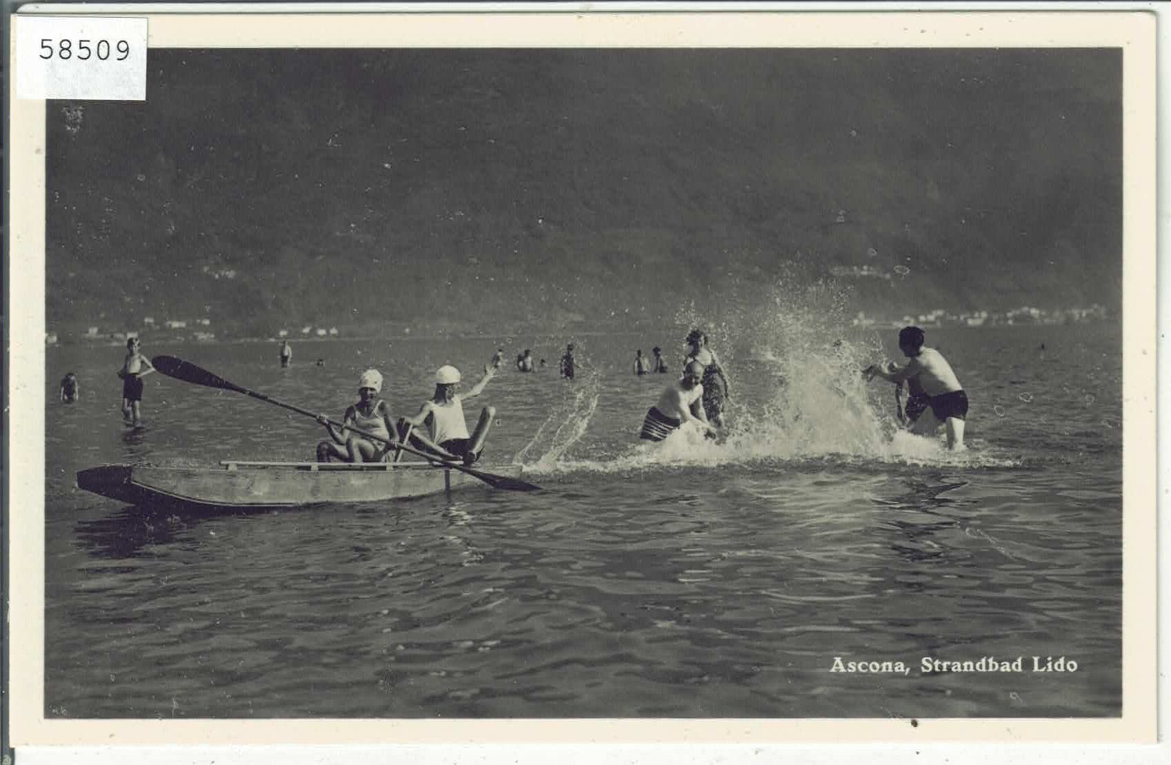 Cartoline postali: Ascona - Strandbad Lido - animee – Usato da Ettingen venduto da Kartenplanet