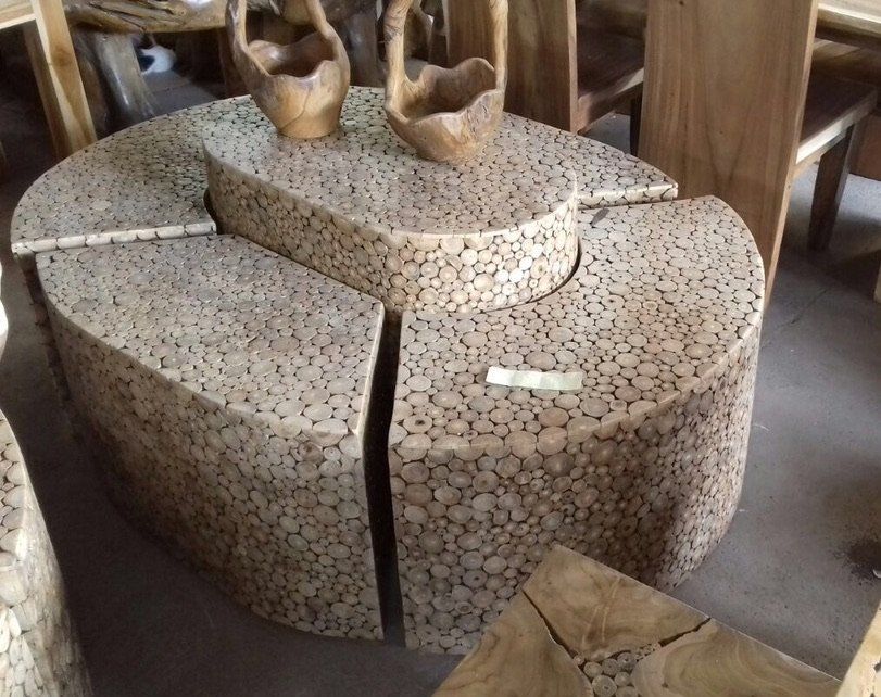 Tischset: Tisch Set mit 4 Hocker / Bänken Wohnzimmertisch Couchtisch – Neu und originalverpackt aus Daisendorf von Wohn-Kult 6