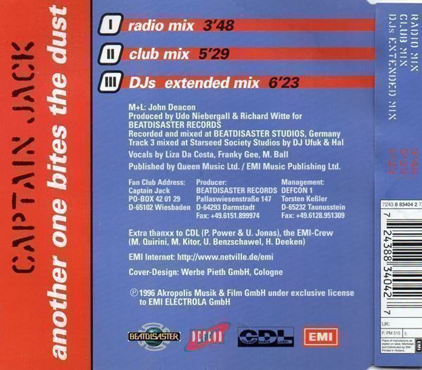 CD: CAPTAIN JACK - ANOTHER ONE BITES THE DUST - SINGLE – Usato da Greifensee venduto da scharmant 1