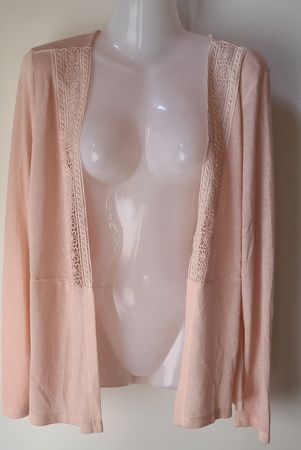 Damen Strickjacke rosa Grösse L mit Spitze