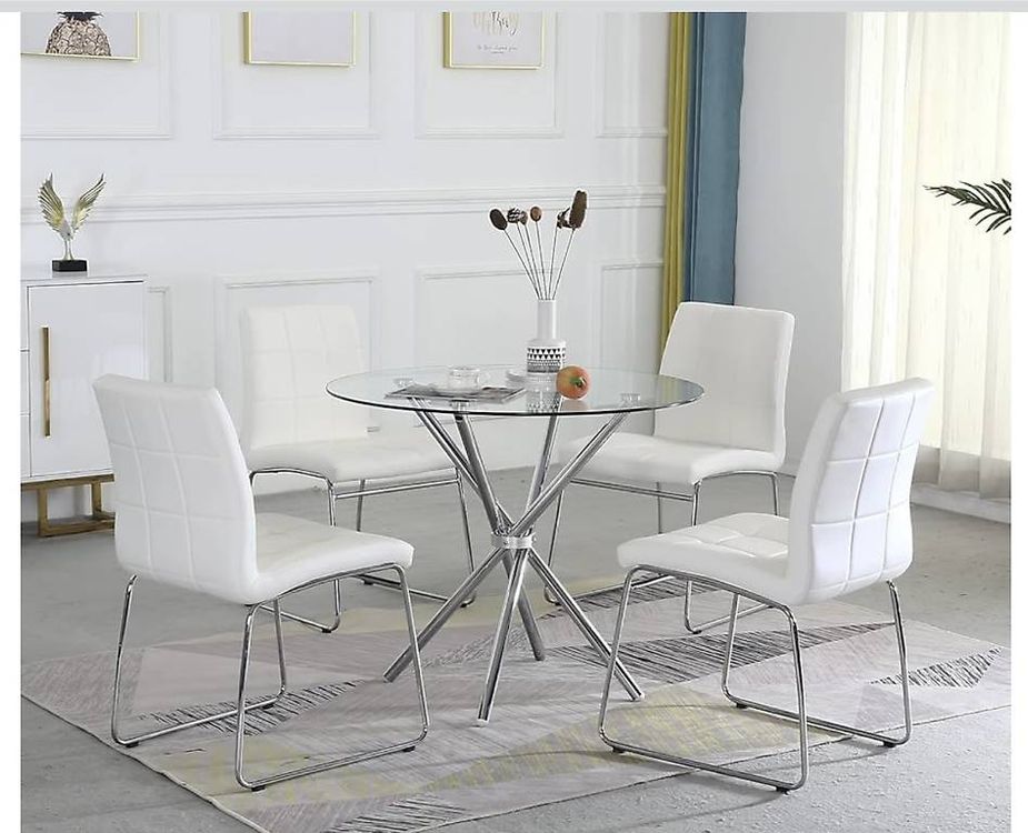 Tavolo Rotondo In Vetro Temperato JEKKAH | Diametro 50 Cm | Con Base Girevole | Tavolino Da Pranzo/Caffè Per Casa E Hotel
