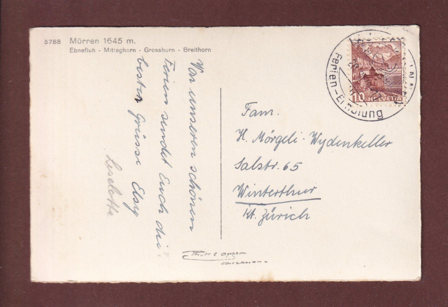 Cartoline postali: MÜRREN - 1948 – Usato da Pully venduto da nicecards 1