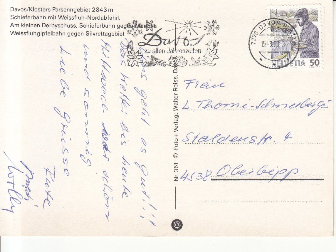 Cartoline postali: Parsenn 1990 – Usato da Bürglen TG venduto da StampGraf 1