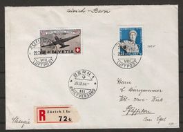 1944 : Flugpostbrief Zürich - Bern mit Nr. 261x : KP 130.--