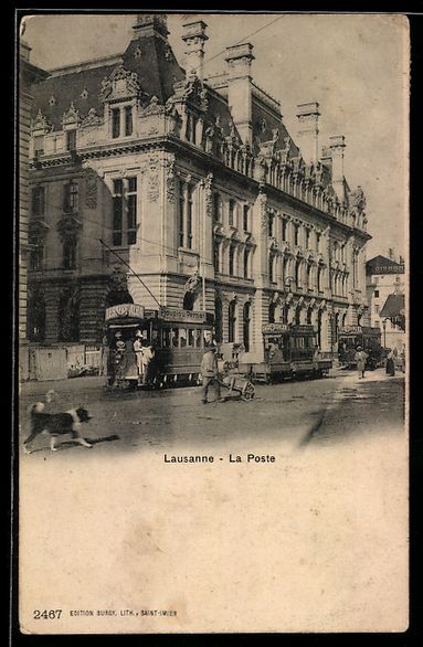 Cartoline postali: AK Lausanne, La Poste, Strassenbahn – Usato da Berlin venduto da bartko-reher