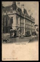 AK Lausanne, La Poste, Strassenbahn