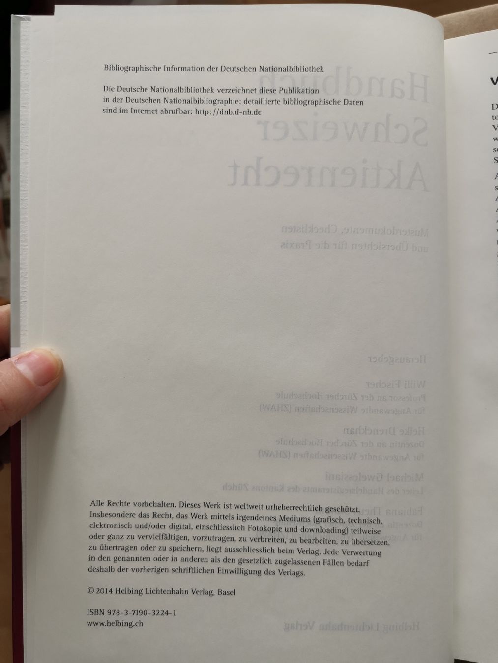 Bücher: Handbuch Schweizer Aktienrecht / 1. Aufl. – Gebraucht aus Gelfingen von Meierbeat 2