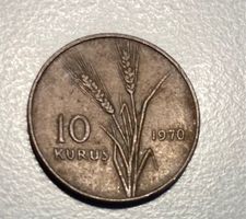 Türkei 10 Kurus Münze, Jahrgang 1970, Sammlerstück!