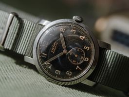 Vintage Eterna Field Watch Spider Gilt Radium Dial 34mm