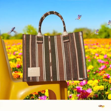 SANDRO TOTE BAG TASCHE GESTREIFT MIT STAUBBEUTEL NP180.- WOW