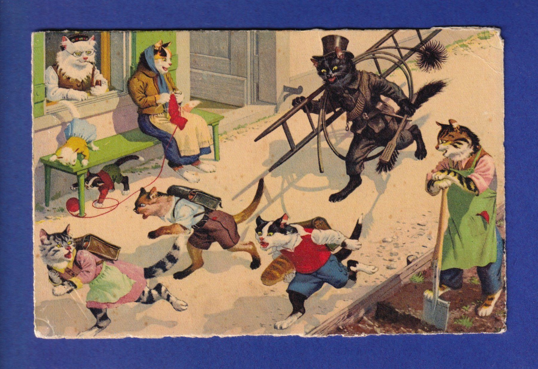 Cartoline postali: CHAT - Chats humanisés // pli // – Usato da Pully venduto da nicecards-shop