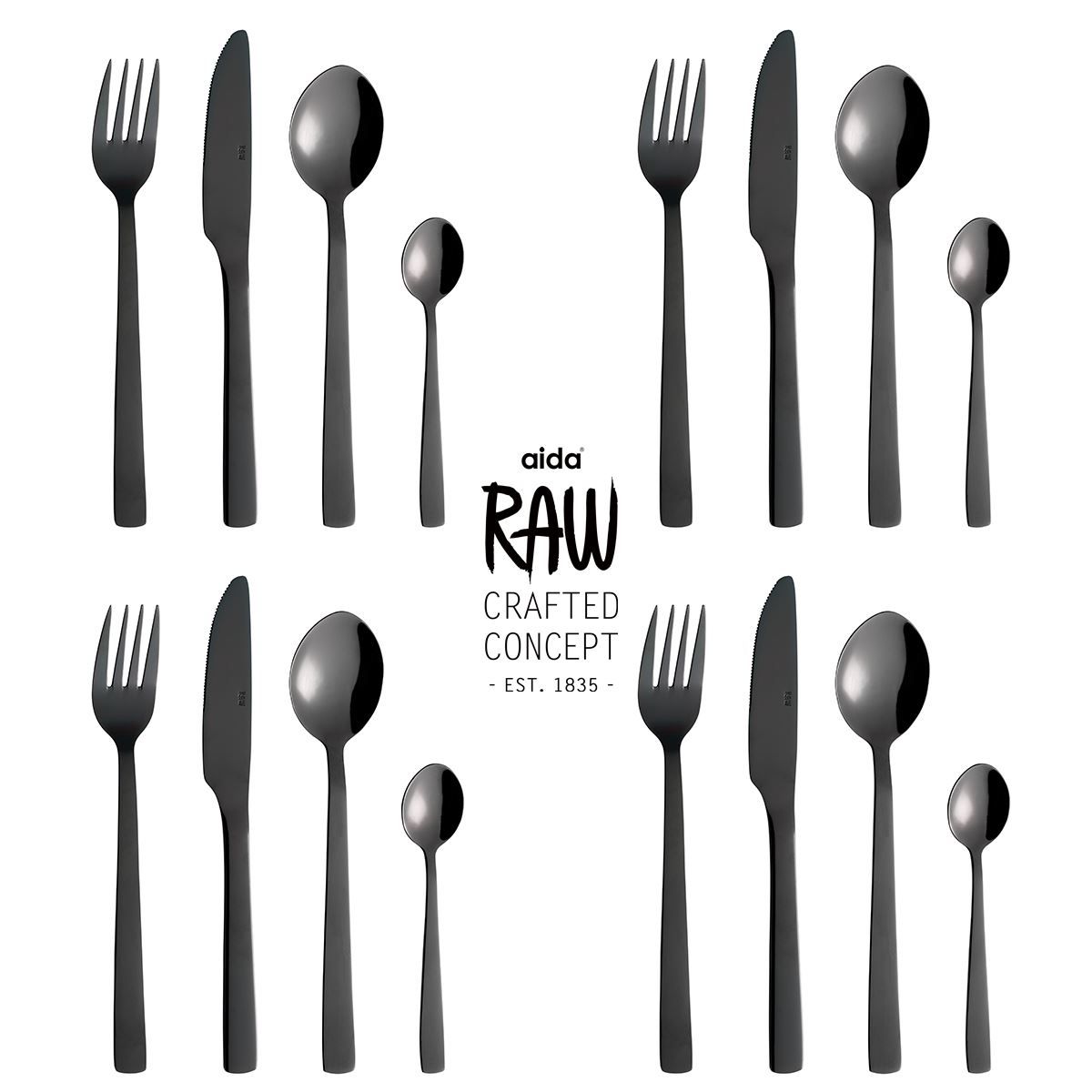 Bestecksets: Besteck RAW Schwarz Besteckset 16-teilig – Neu und originalverpackt aus Wettingen von kochshop 1