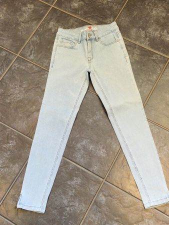 Buena Vista: gestreifte, hellblaube Jeans, Italy V7/8, XXS