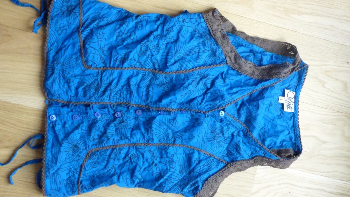 Camicette: Bluse von Coline, Grösse L, Blau/Braun – Usato da Pfeffingen venduto da sasi25