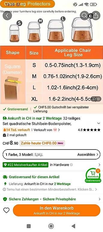 Stühle: Stuhlsocken/Schutzkappen – Gebraucht aus solothurn von sannschain 1