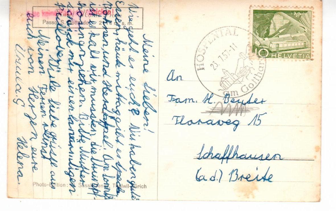 Cartoline postali: Gotthardstrasse Nordseite mit Postauto 1957 – Usato da Wolhusen venduto da Curver9 1