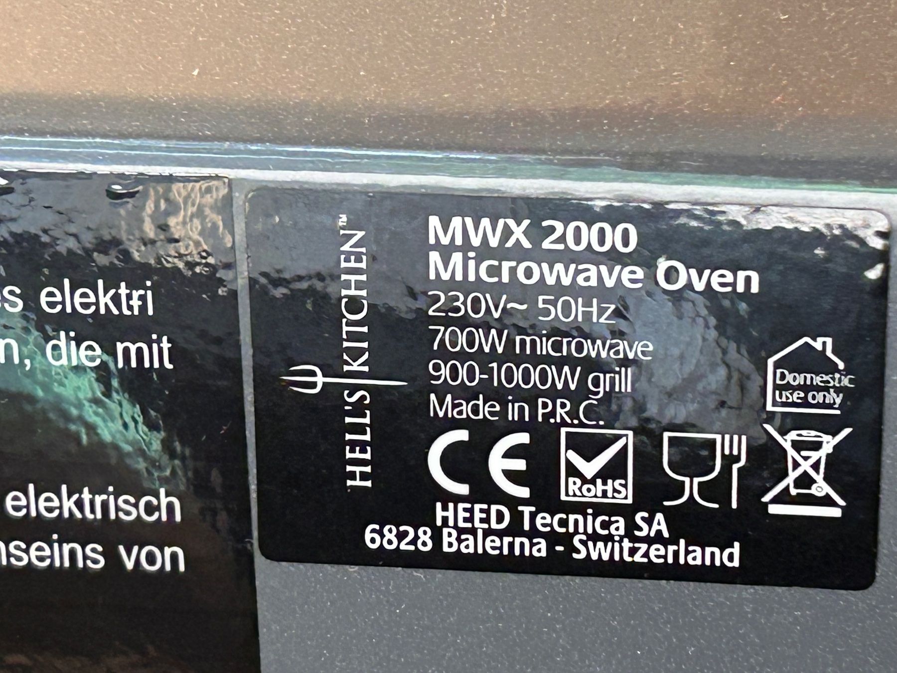Küchengeräte: HELL'S KITCHEN MWX 2000 MIKROWELLE MIT GRILL – Gebraucht aus Tafers von JP911 5