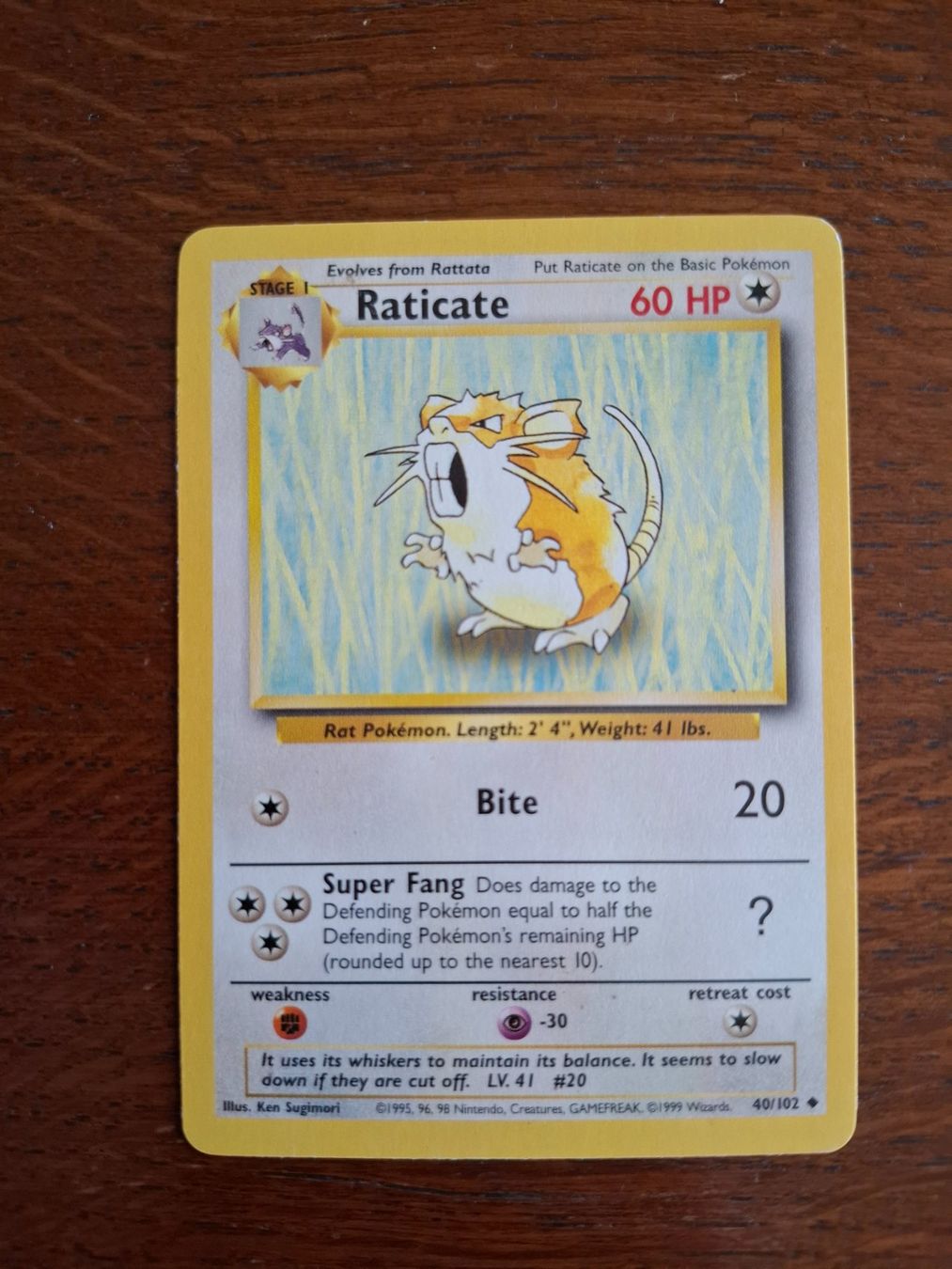 Pokémon Carte collezionabili: Pokemon Raticate Base Set 40/102 – Usato da Giornico venduto da ale_lc8k
