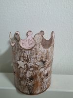 Crown Candle Holder Metal Pink White Star Design Used