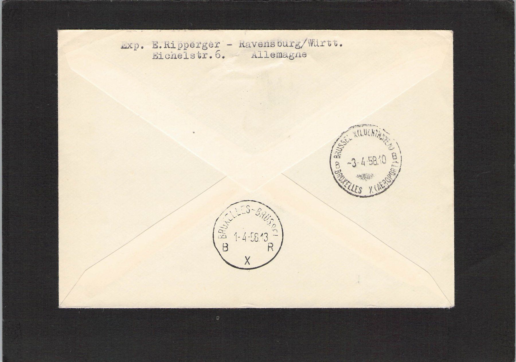 Tutti i francobolli: Lufthansa: Erstflug Frankfurt - Brüssel , 1.4.1958 – Usato da Reichenburg venduto da Pipo-67 1