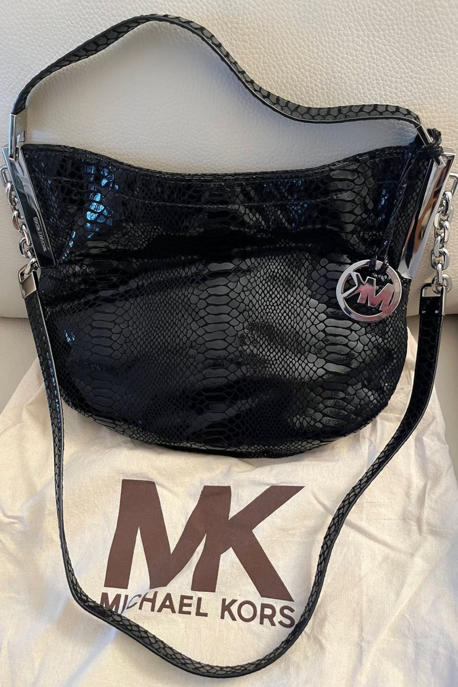 Michael Kors Taschen für Damen: Sac à main Michael Kors, cuir, effet Python, noir – Neu (gemäss Beschreibung) aus St-Prex von SoLu21 2
