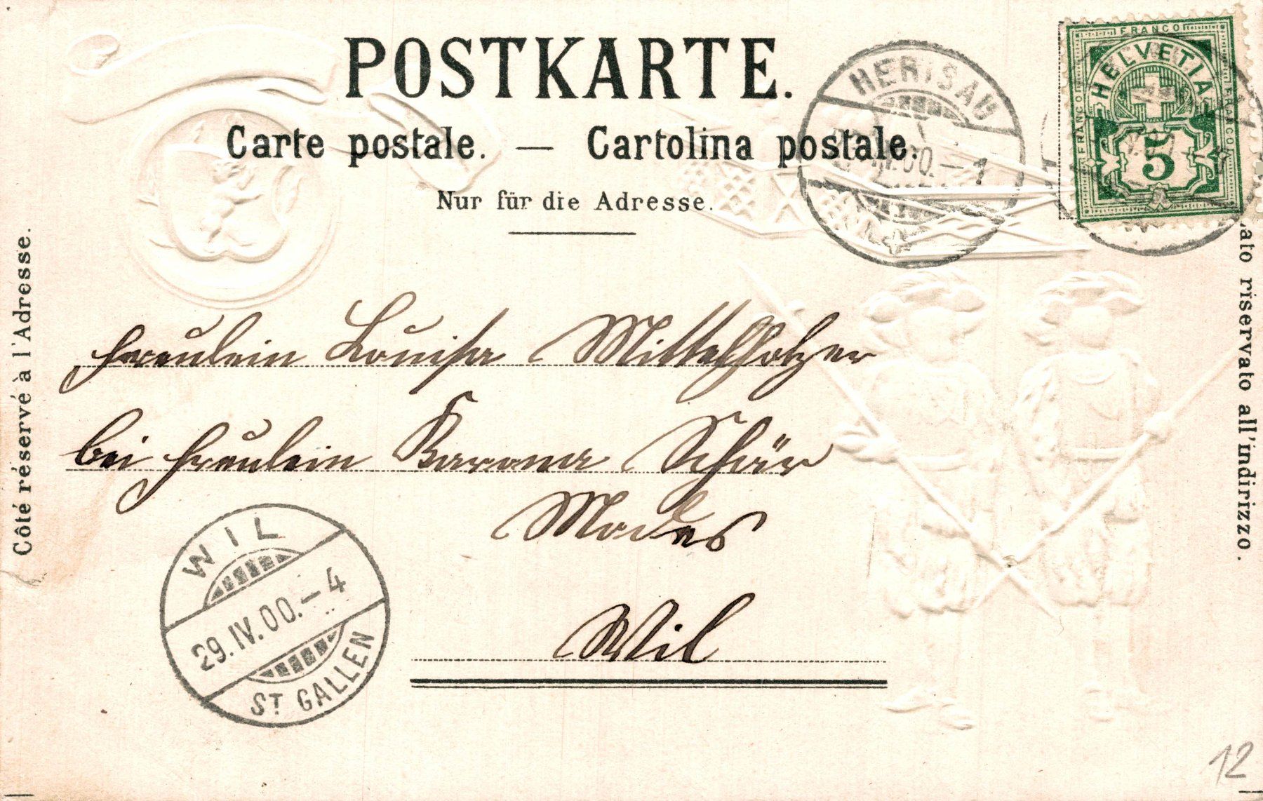Cartoline postali: Gruss von der Landsgemeinde. Prägekarte – Usato da Bronschhofen venduto da Astore 1