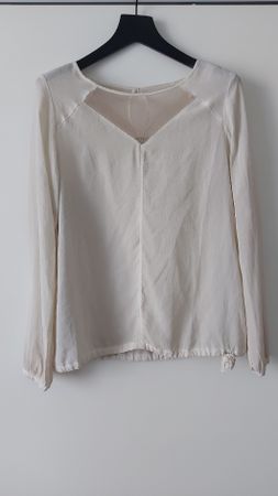 NILE Damen Bluse Seide, Gr. S, Elfenbein/beige