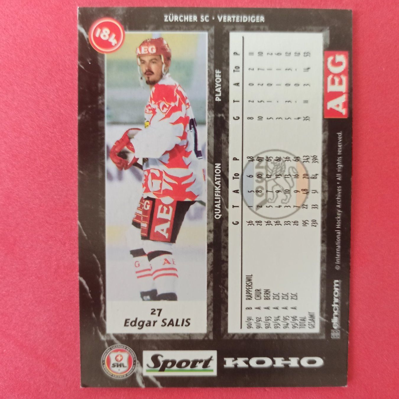 Carte collezionabili: Edgar Salis - ZSC CARD - 1996/97 – Usato da Dübendorf venduto da kb86_MOVIE 1
