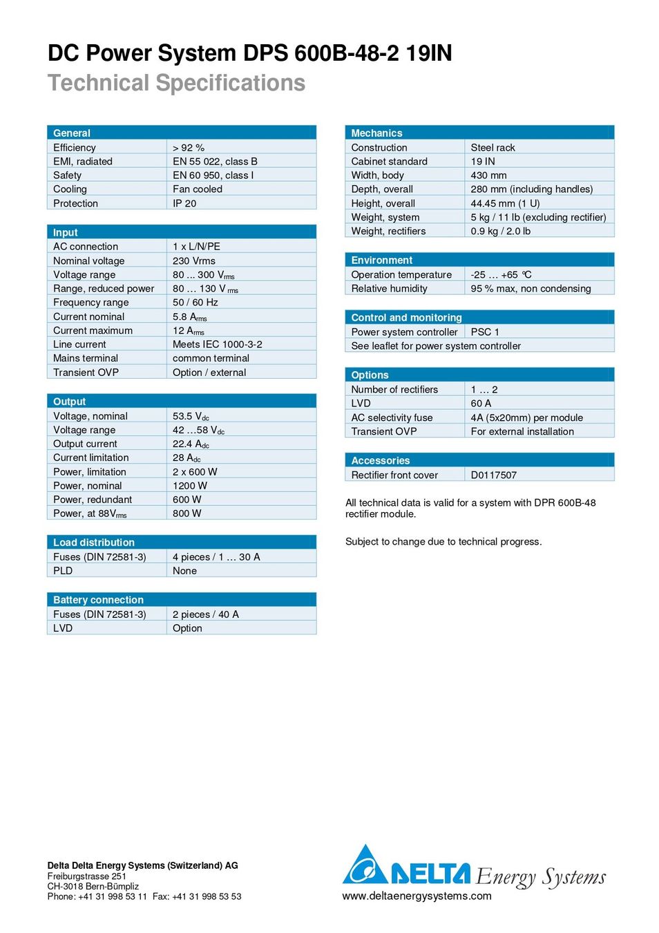 Stromzufuhr: Netzteil 48V Delta Energy Systems  DPS300/600B – Gebraucht aus Unterägeri von sumatronic 6