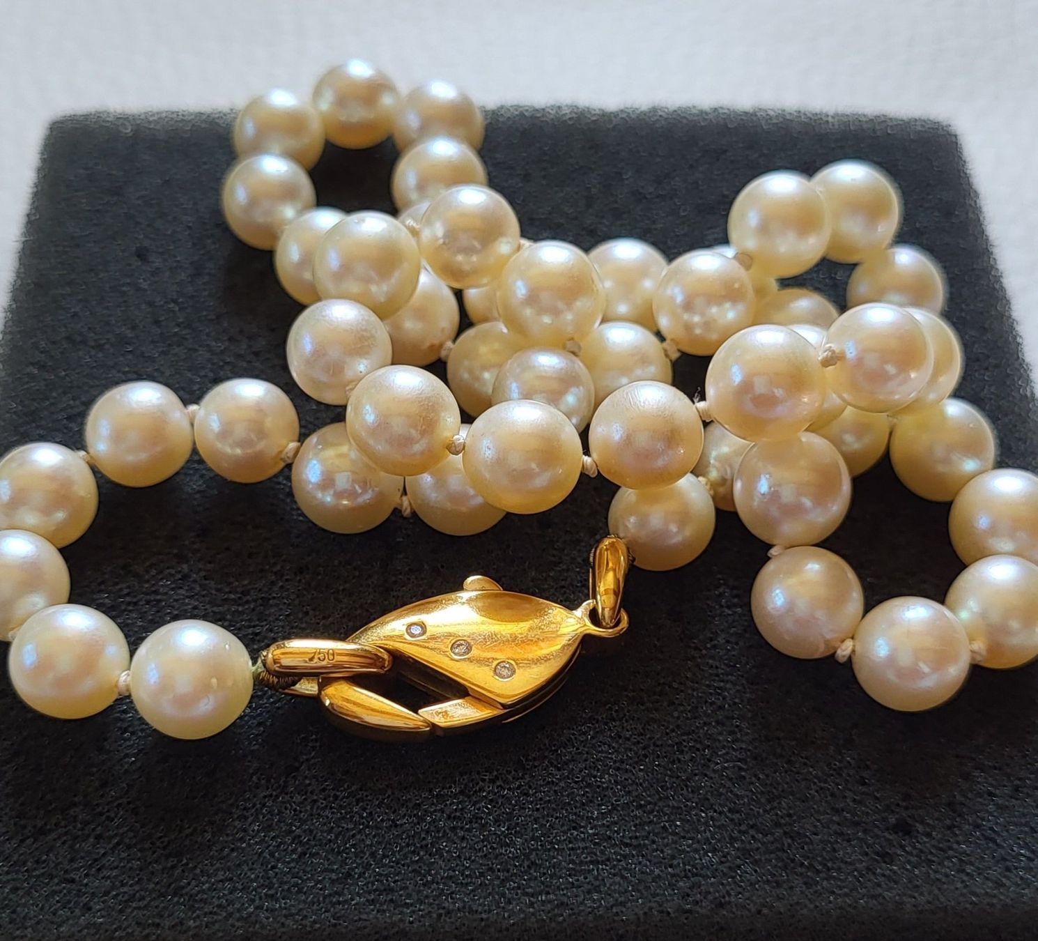 Catenine: Gold 750 Perlen Collier Mit Diamanten – Usato da Wald ZH venduto da Dasilver