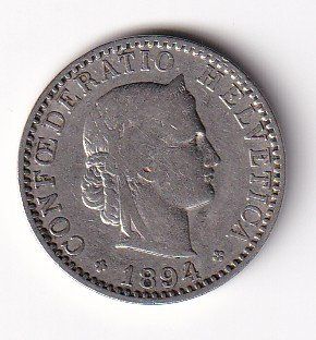 Tutti le monete: Schweiz 20 Rappen 1894 – Usato da Neuchâtel venduto da karlpierrino
