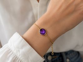 Amethyst Armband – 925 Sterling Silber vergoldet verstellbar