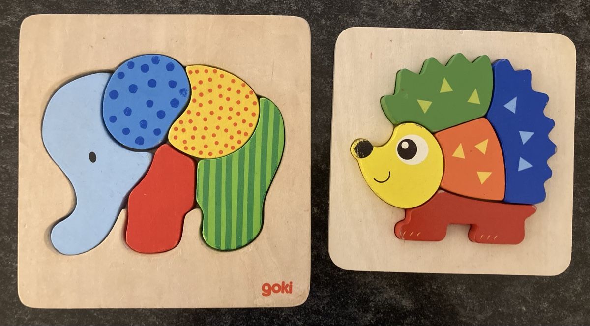 Puzzles: 2x Holzpuzzle Elefant und Igel – D'occasion à Hunzenschwil par nixnevis