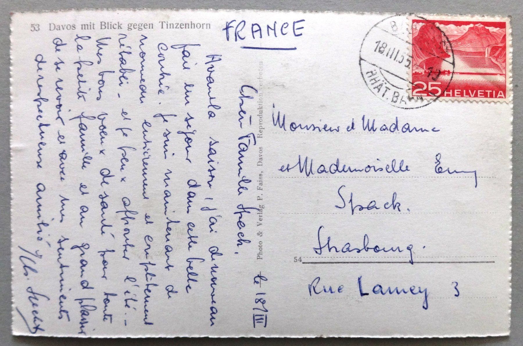 Cartes postales: Davos mit Blick gegen Tinzenhorn – D'occasion à Fétigny par Billy2miny 1