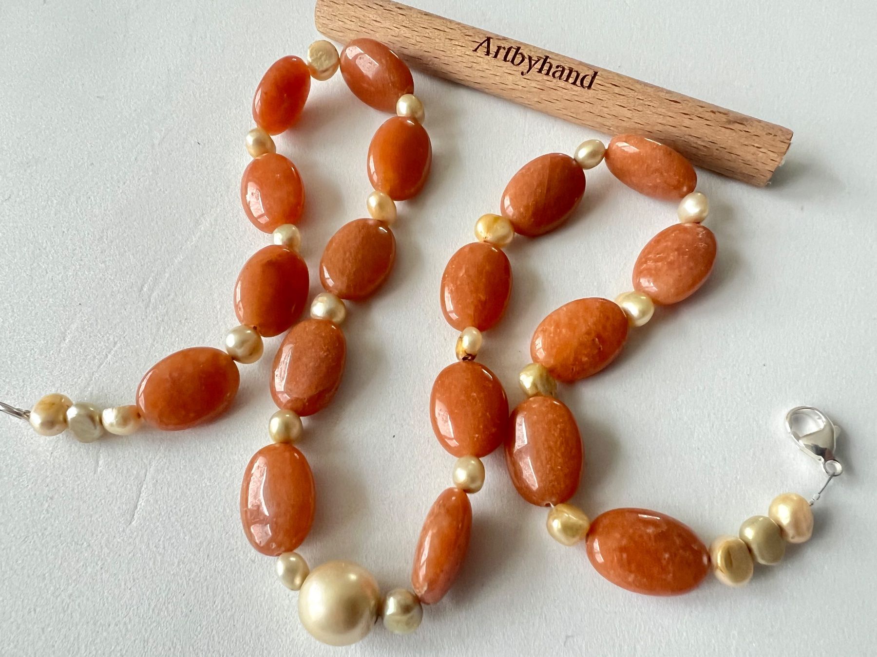 Catenine: Collier Aventurin & Echtperlen/Barockperlen Silber 925 52cm – Nuovo (secondo la descrizione) da Ruswil venduto da artbyhand 5