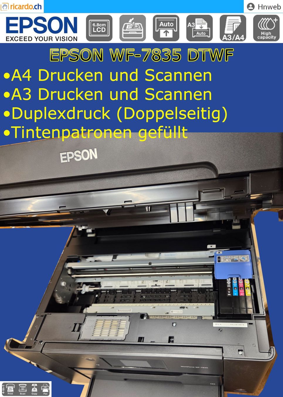 Epson Drucker: Epson WorkForce WF-7835DTWF Multifunktionsdrucker – Gebraucht aus Kaisten von Hnweb 5