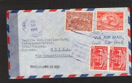 Air Mail , Honduras - Schaffhausen  , gel. 10.7.1945