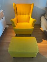 IKEA STRANDMON Ohrensessel + Hocker gelb - Top Zustand