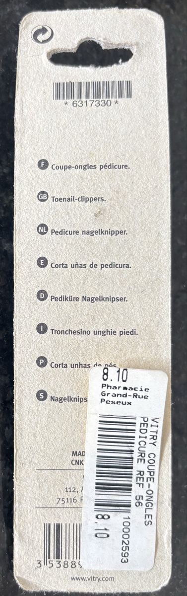 Tutti gli attrezzi: Coupe-ongle Clipper pédicure, marque Vitry – Nuovo e nell'imballaggio originale da Cudrefin venduto da sdz_trl6 1