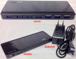 TP-Link UH700 Hub USB-3.0/3.1 7Port 5Gbit Stromadapter