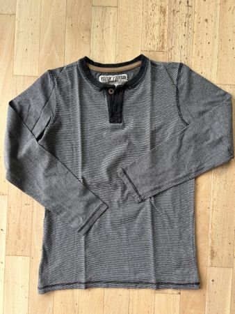 Langarmshirt, schwarz-grau gestreift, Grösse 176 / Grösse S