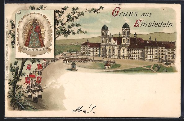 Cartes postales: Litho Einsiedeln, Prozession vor dem Klo – D'occasion à Berlin par bartko-reher