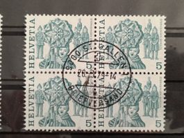 1977 Sternsingen Bergün Viererblock Vollstempel