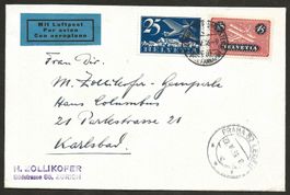 Flugpost Schweiz 1936 Zürich Prag  Luftpost
