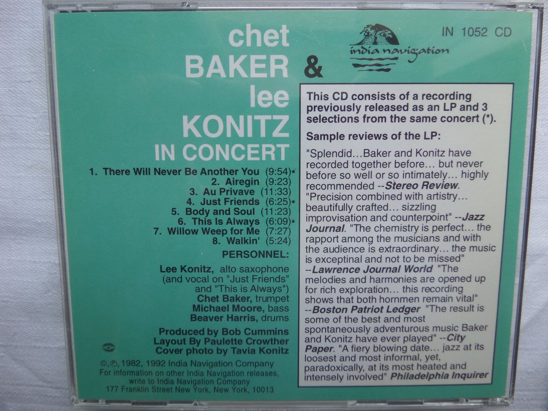 CDs: Chet Baker & Lee Konitz - In Concert – Gebraucht aus Genève von CDLPBookS 1