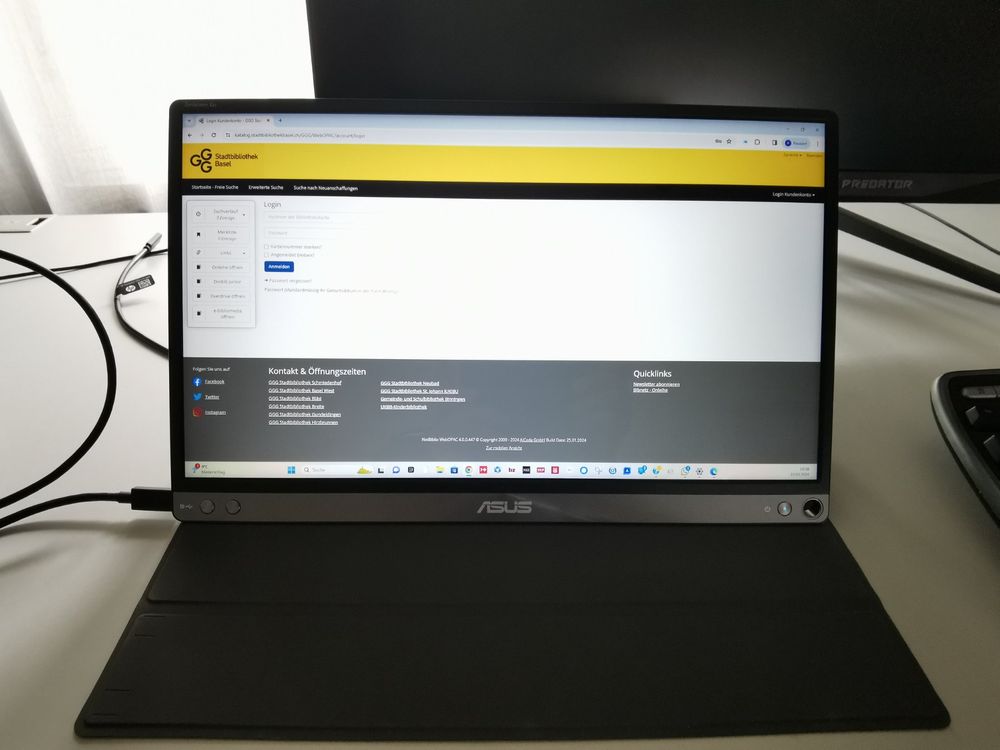 vhbw passend für Asus ZenScreen MB16AHP, MB16AP, XG17AHP, XG17AHPE
